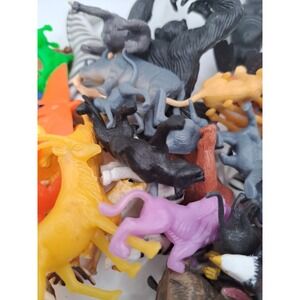 Vintage Multicolor Plastic Wild Animal Figure Lot of 14.4oz Plastic Rubber Toys